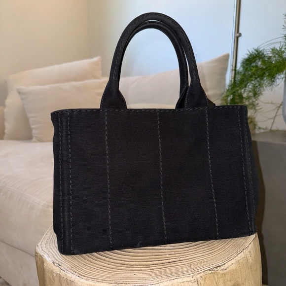 Prada Canapa Convertible Tote Canvas in Black - Picture 3 of 5